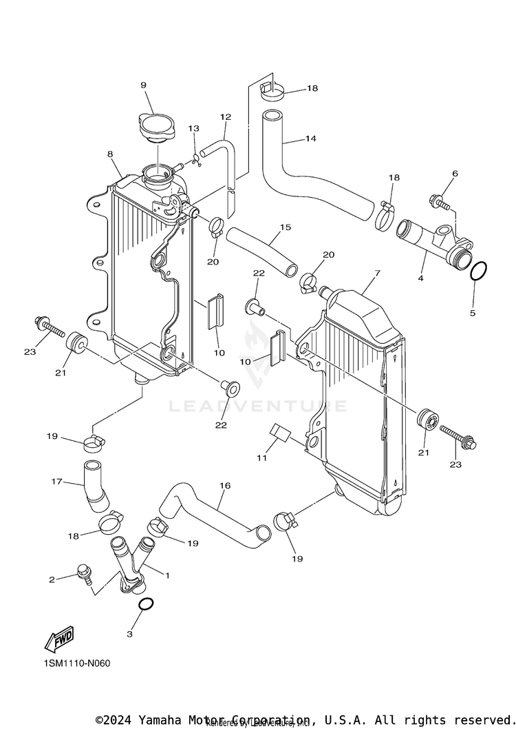 Radiator Hose YZ250F - YZ250FHL - 2017 Schematic