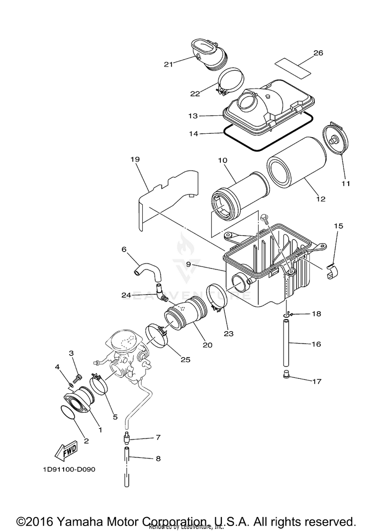 Intake GRIZZLY 400 4WD - YFM4FGX - 2008 Schematic