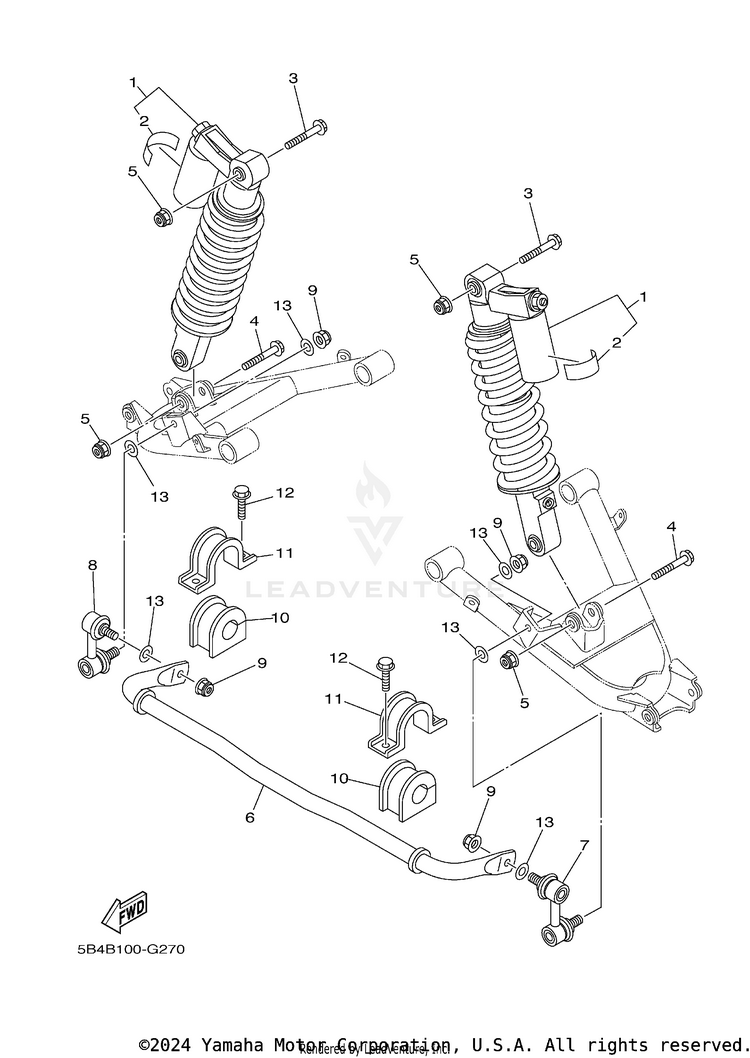 Rear Suspension RHINO 700 FI SPORT E - YXR7FSP2Y - 2009 Schematic