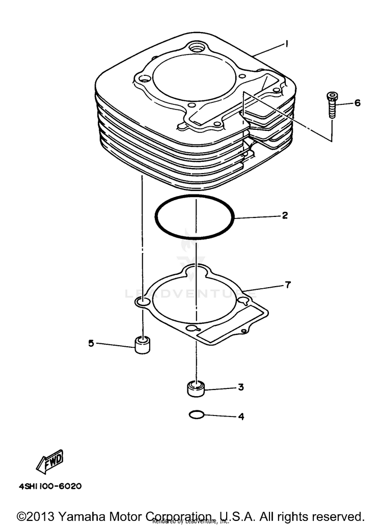 Cylinder KODIAK 4WD - YFM400FWJ - 1997 Schematic