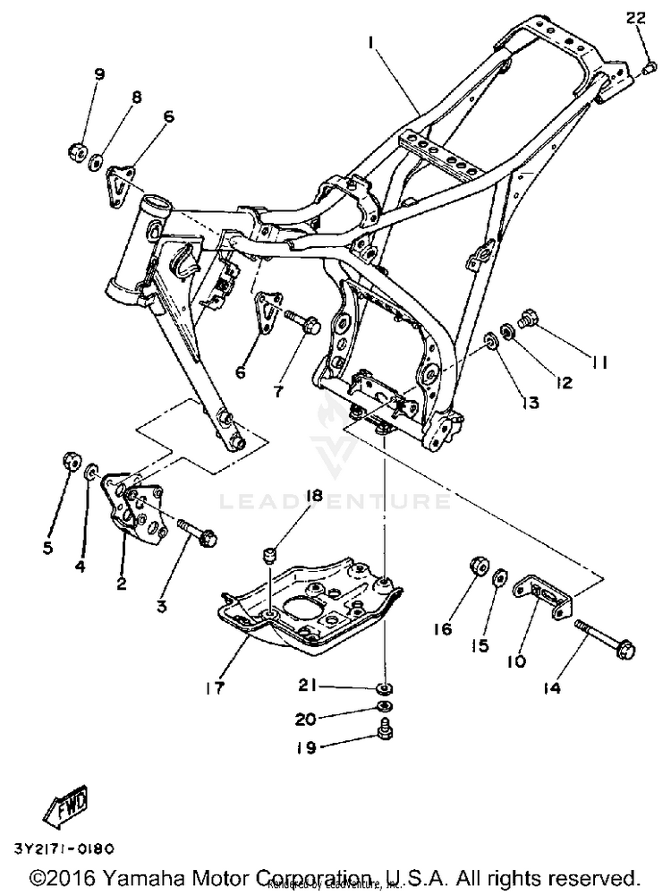 Frame XT250 - XT250H_198 - 1981 Schematic