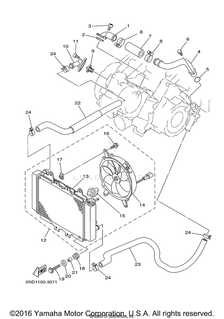 Radiator Hose KODIAK 450 4WD - YFM45FAV - 2006 Schematic