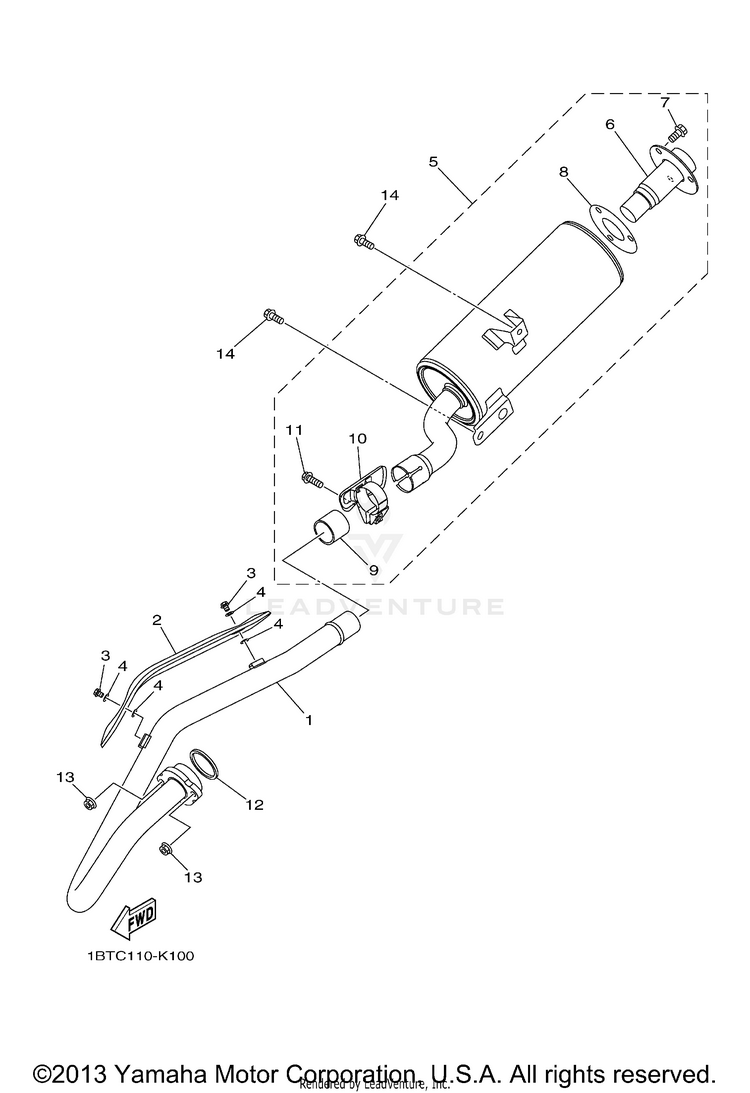 Exhaust RAPTOR 250 - YFM25RDL - 2013 Schematic