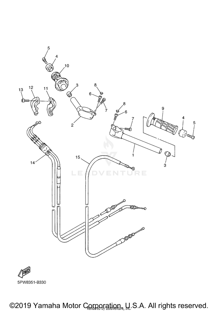 Steering Handle Cable R1 - YZFR1RC - 2003 Schematic