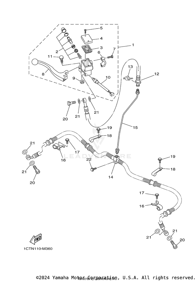 Front Master Cylinder GRIZZLEY 450 HUNTING - YFM450DAEH - 2014 Schematic