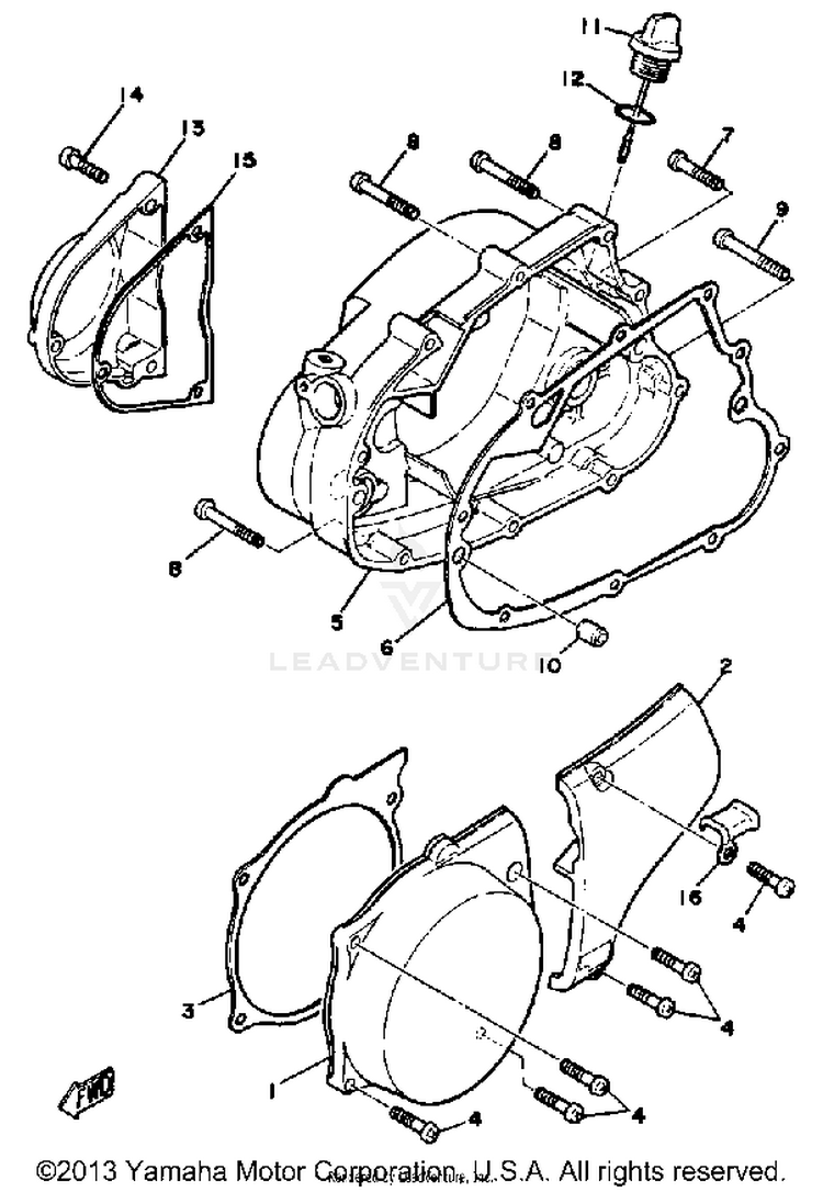 Crankcase Cover Mx100h - J - K Schematic