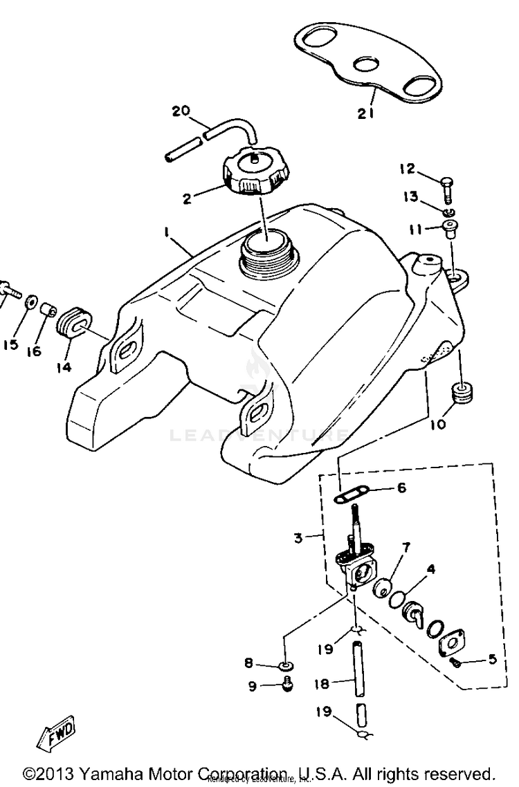 Fuel Tank BIG BEAR 4WD - YFM350FWD - 1992 Schematic