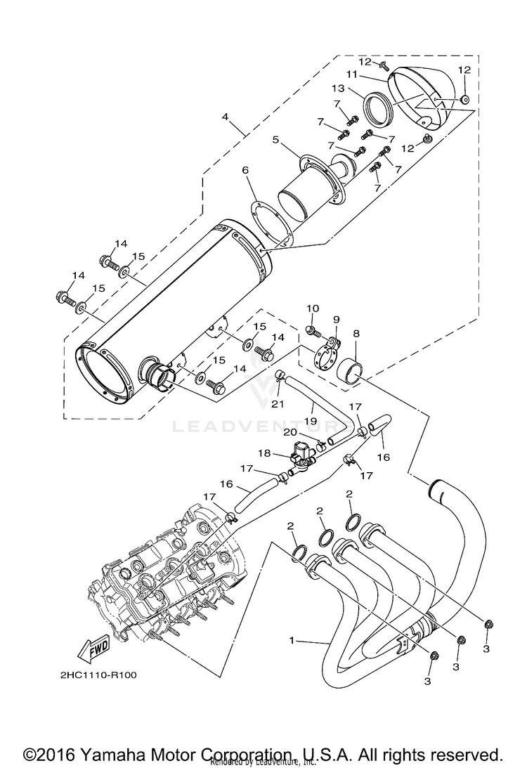 Exhaust YXZ1000R EPS - YXZ10YMXHO - 2017 Schematic