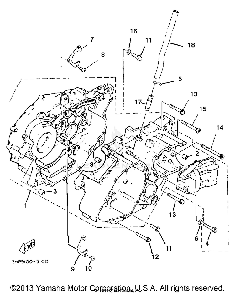 Crankcase BIG BEAR 4WD (ME & NH Only) - YFM350FWE_MNH - 1993 Schematic