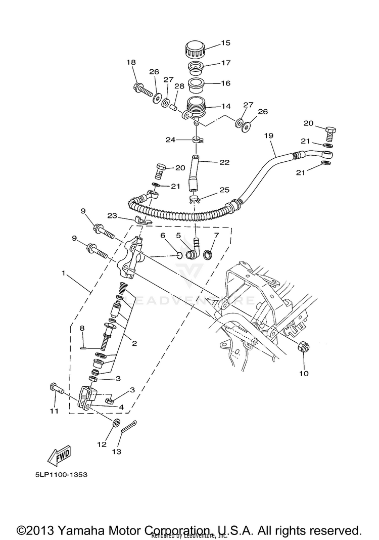 Rear Master Cylinder 660R RAPTOR - YFM660RS - 2004 Schematic