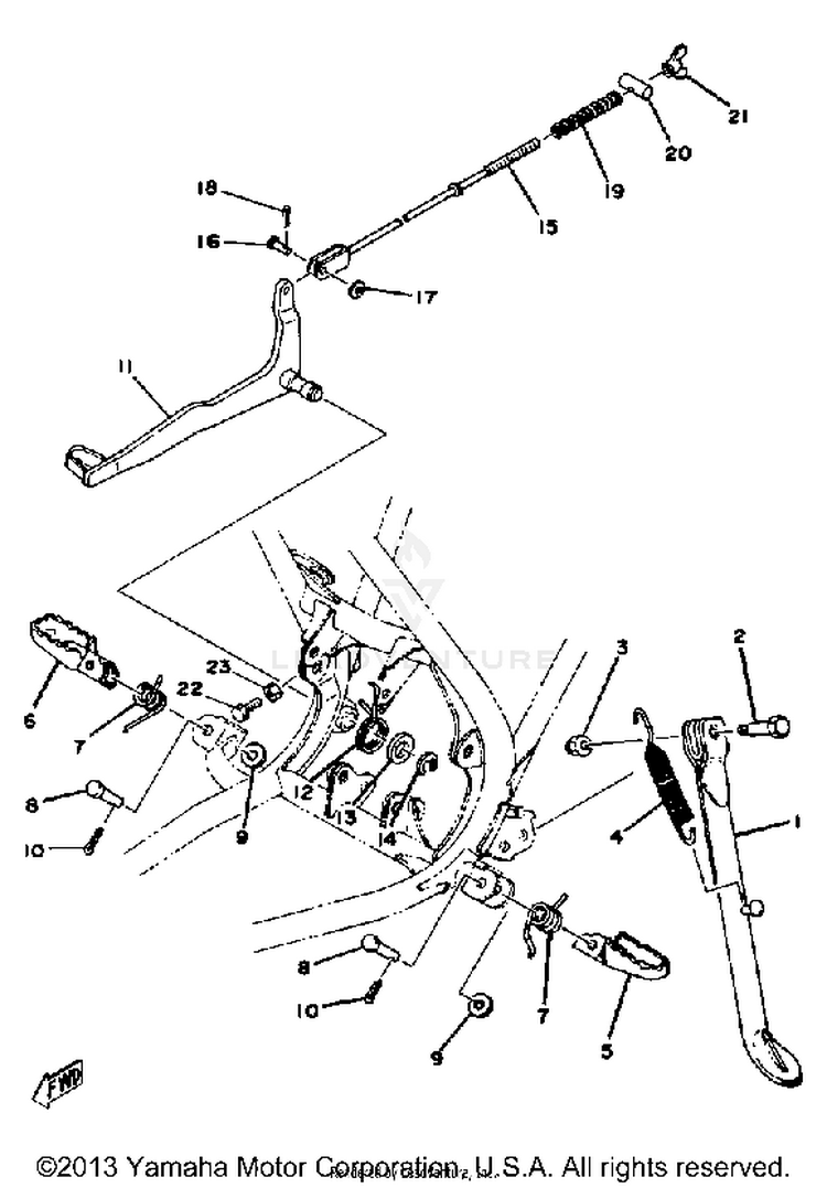 Stand - Footrest - Brake Pedal Yz100 E - F Schematic