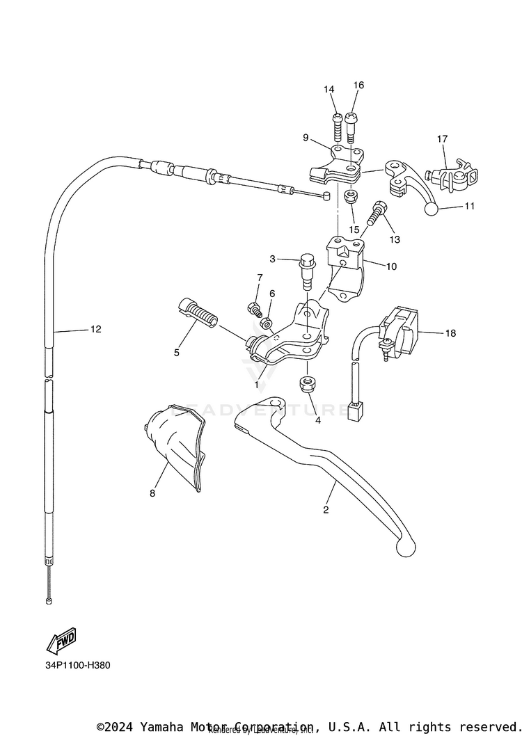 Handle Switch Lever YZ250FB - YZ250FBL - 2012 Schematic