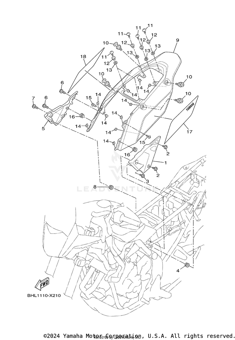 Side Cover TENERE 700 - XTZ7NB - 2022 Schematic