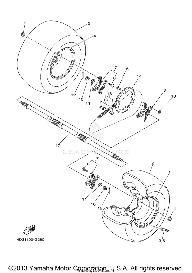 Rear Wheel RAPTOR 250 - YFM25RYL - 2009 Schematic