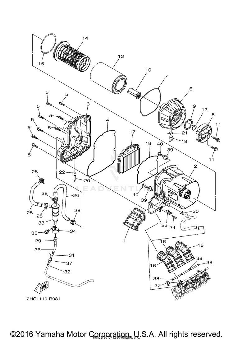 Intake YXZ1000R EPS - YXZ10YMXHO - 2017 Schematic