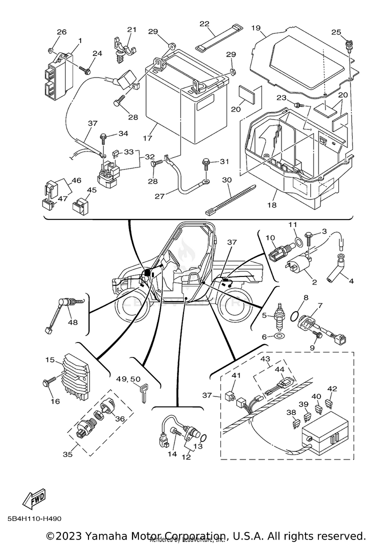 Electrical 1 RHINO 700 FI  SPECIA - YXR7FSEYB - 2009 Schematic