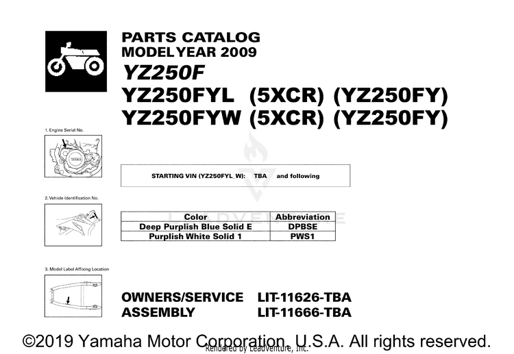 1 Title Page YZ250F - YZ250FYL - 2009 Schematic