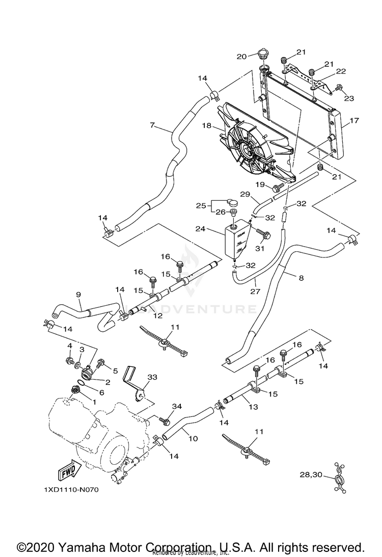 Radiator Hose VIKING - YXM70VDXLR - 2020 Schematic
