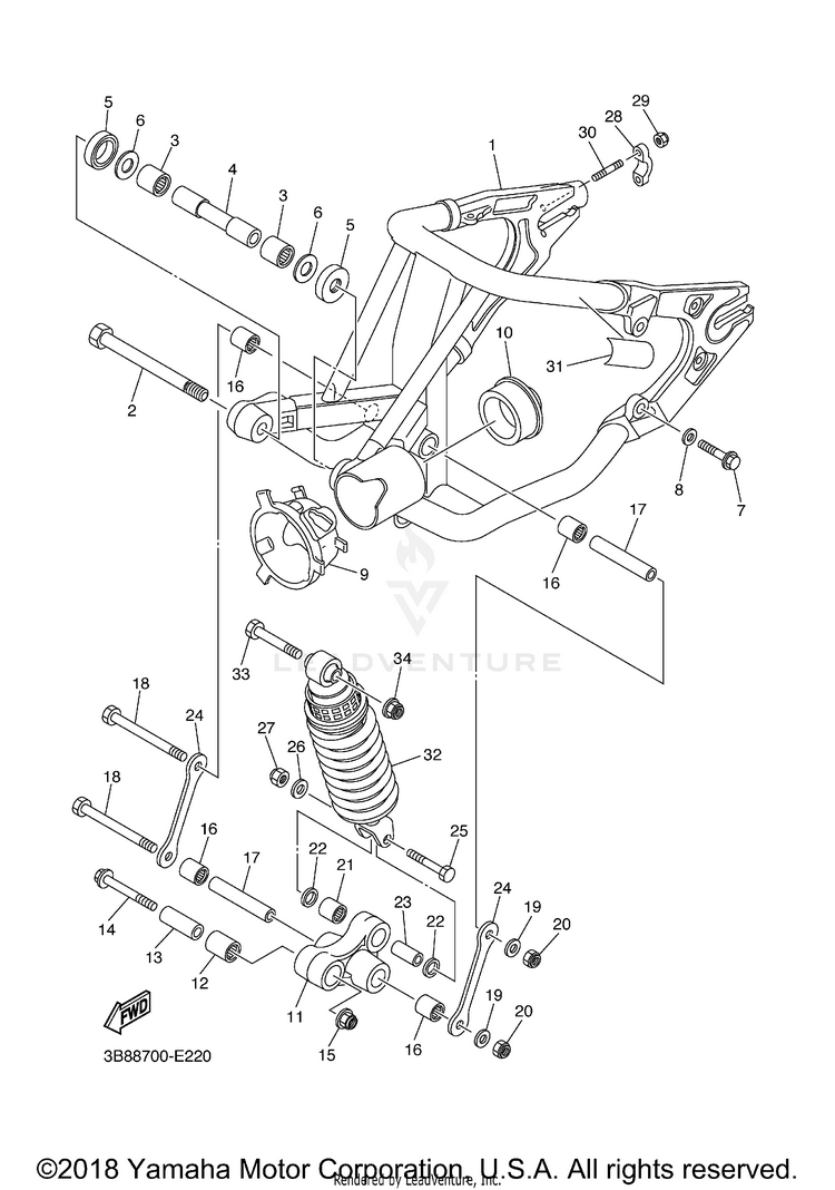 Rear Arm Suspension V STAR 1100 SILVERADO - XVS11ATXCB - 2008 Schematic