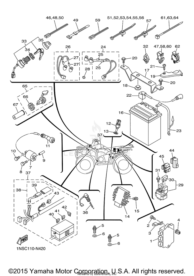 Electrical 1 GRIZZLY 350 4WD - YFM350DEG - 2014 Schematic
