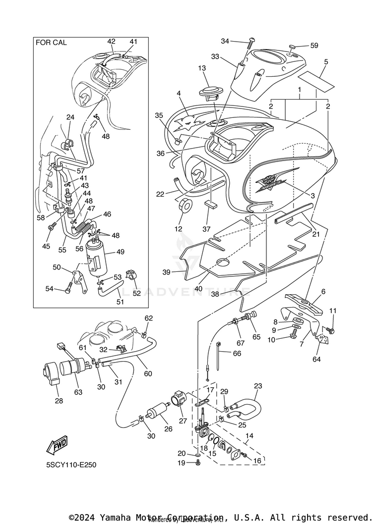 Fuel Tank V STAR 650 SILVERADO - XVS65ATYCB - 2009 Schematic