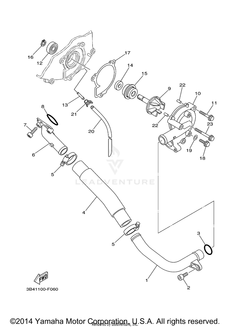 Water Pump GRIZZLY 700 FI 4WD - YFM7FGZB - 2010 Schematic