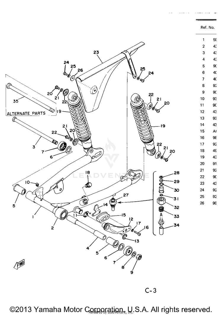 Rear Arm - Rear Cushion - Chain Case Schematic
