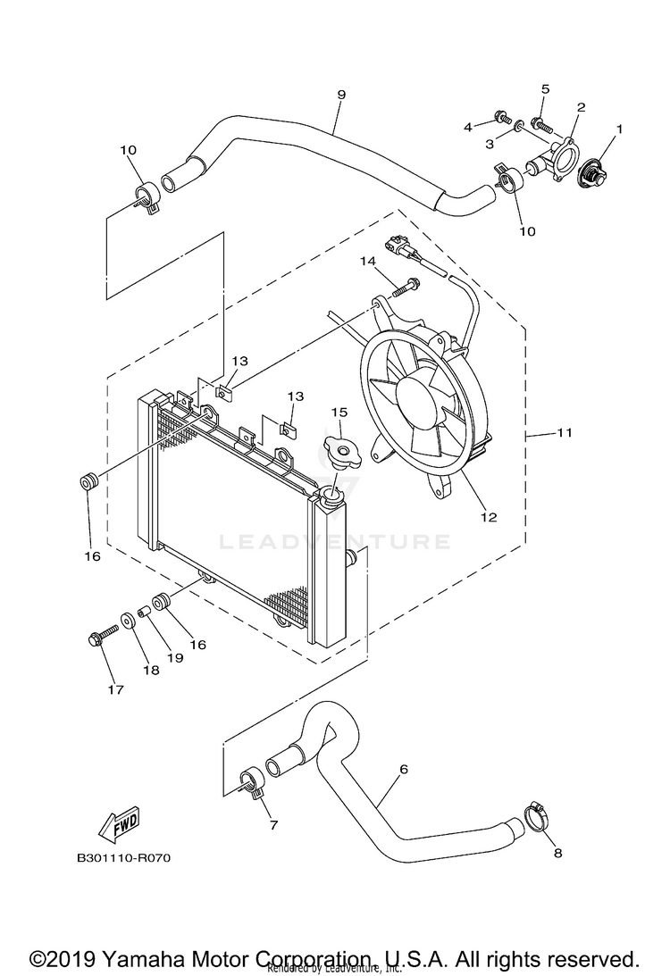 Radiator Hose KODIAK 700 - YFM70KDXJG - 2018 Schematic