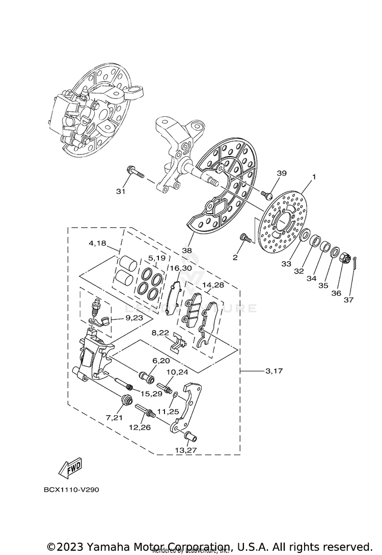 Front Brake Caliper RAPTOR 700R SE CAL - YFM70RCCRB - 2024 Schematic