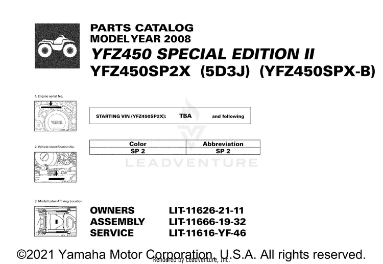 1 Title Page YFZ450 SPECIAL EDITI - YFZ450SP2X - 2008 Schematic