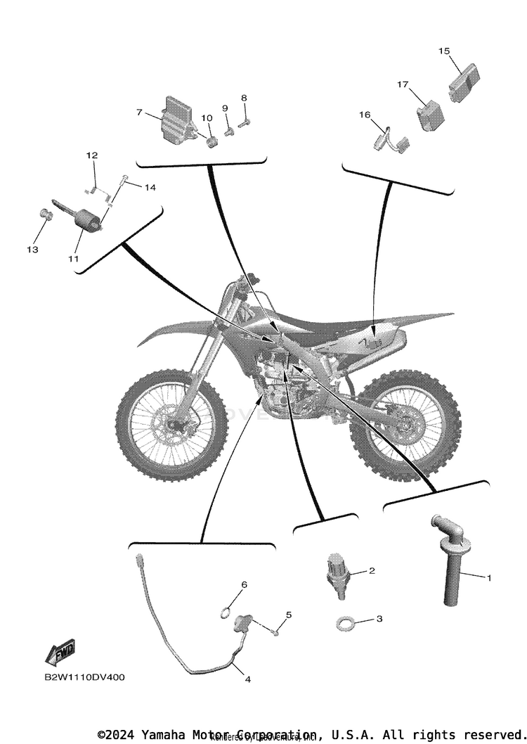 Electrical 1 YZ450F - YZ450FLGY - 2020 Schematic