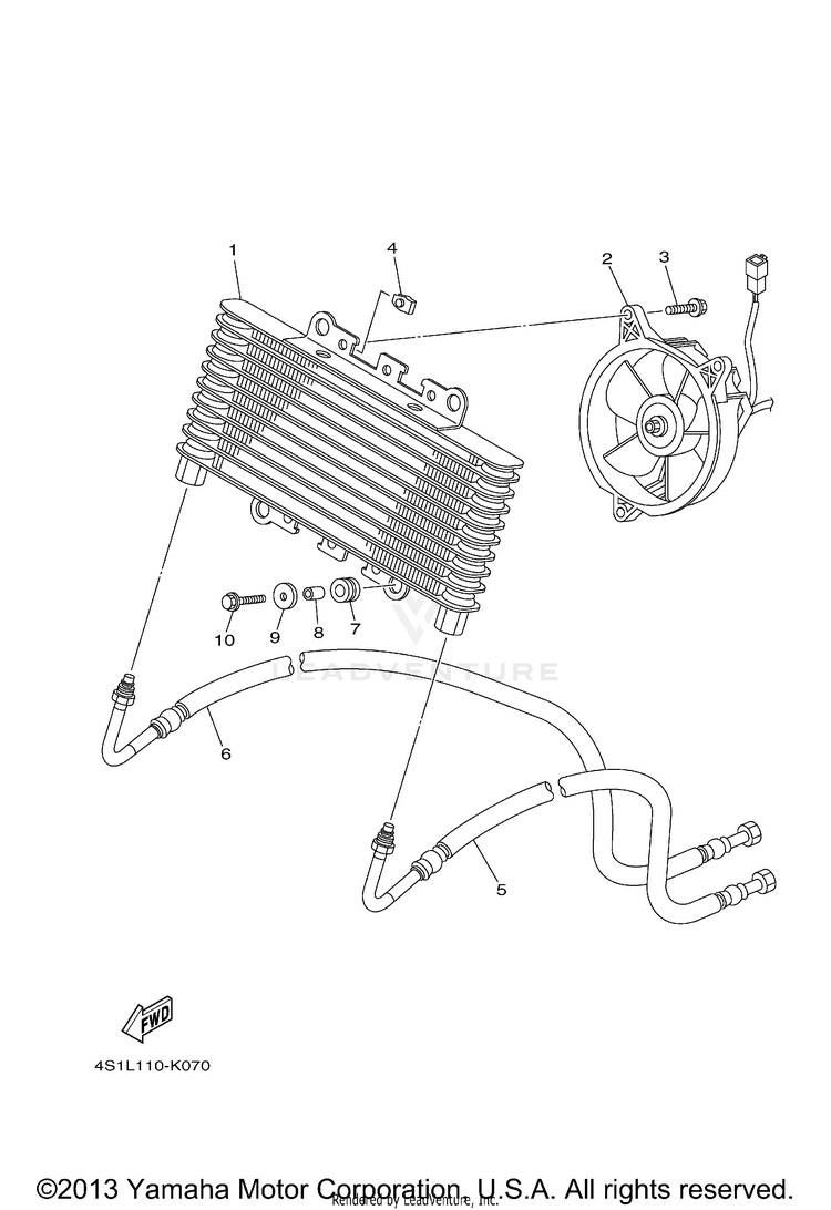 Oil Cooler BIG BEAR 400 4WD - YFM40FBAGR - 2011 Schematic