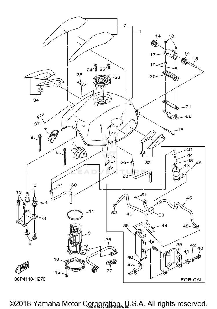 Fuel Tank FZ6R - FZ6RYCW - 2009 Schematic