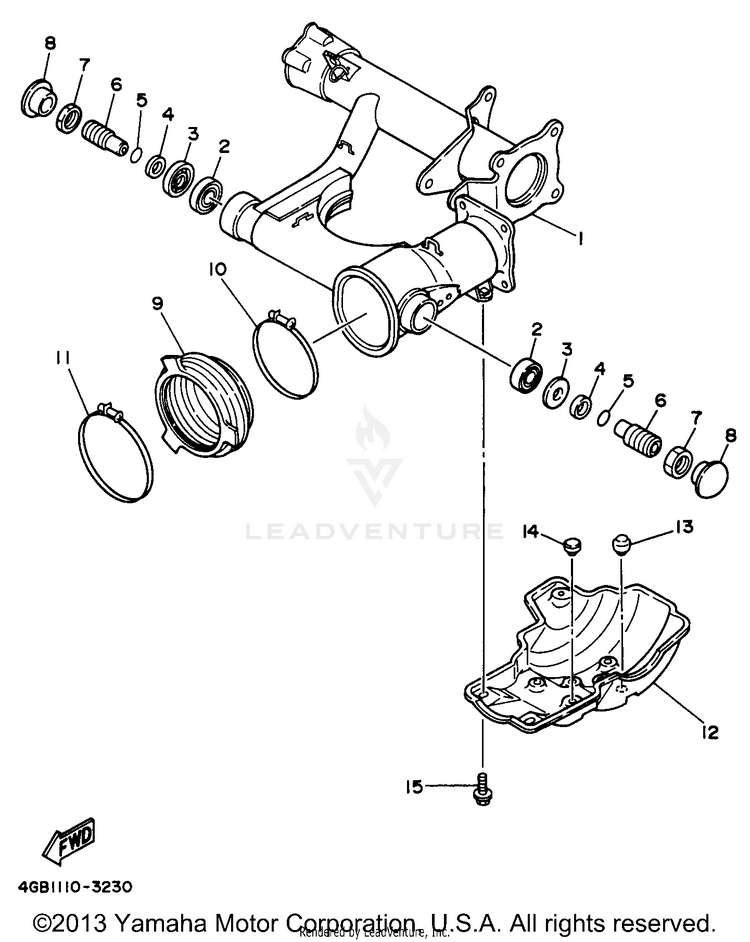 Rear Arm BIG BEAR 2WD - YFM350UH - 1996 Schematic