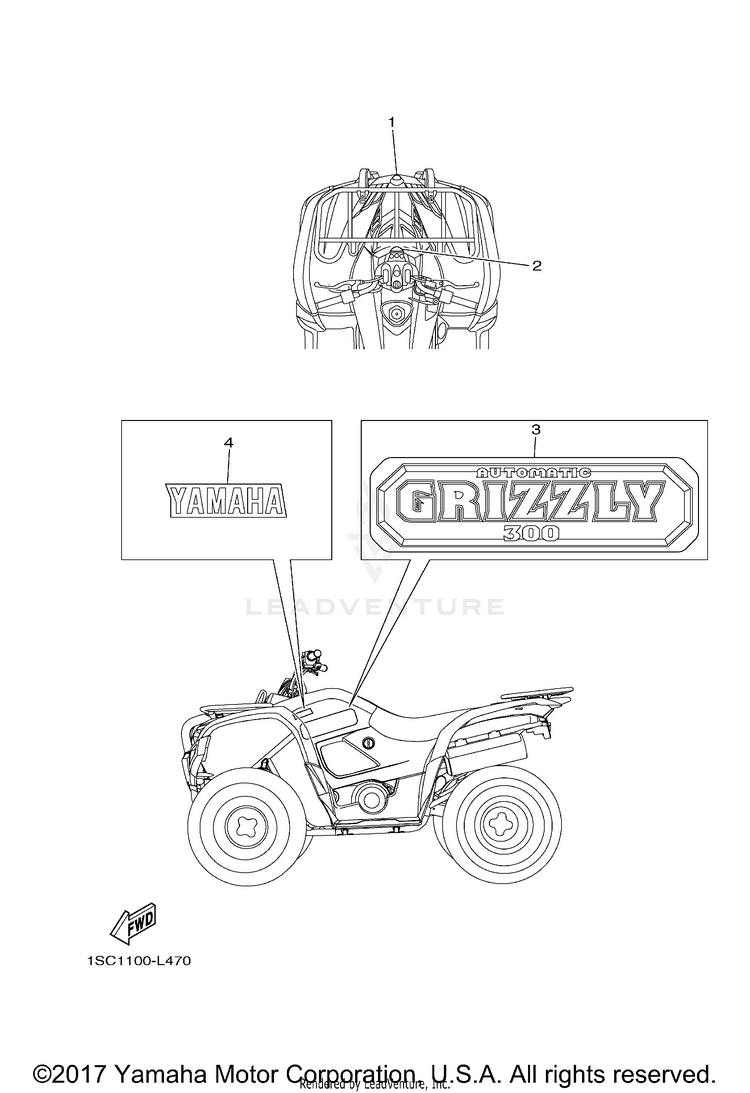 Graphics GRIZZLY 300 - YFM30GBGR - 2012 Schematic