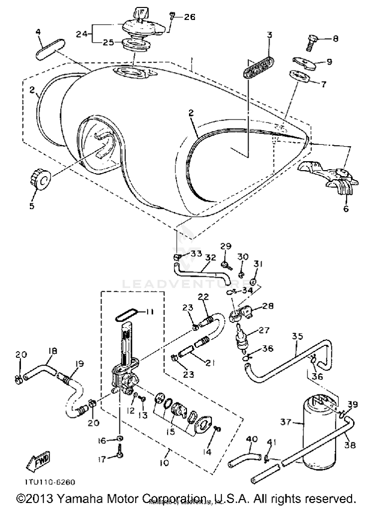 Fuel Tank Xv700ssc VIRAGO 700 - XV700SSC - 1986 Schematic