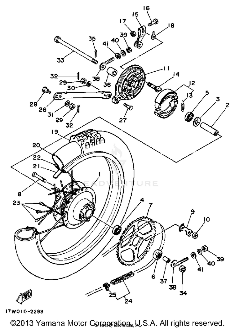 Rear Wheel DT50LC - 1990 Schematic