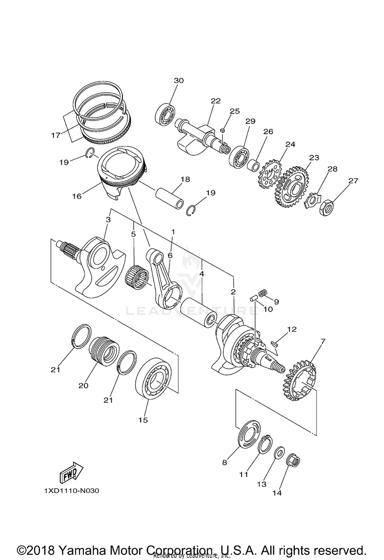 Crankshaft Piston VIKING - YXM700DFG - 2015 Schematic