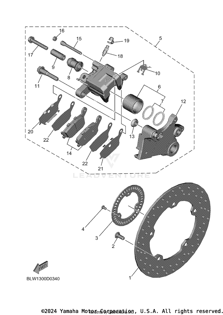 Rear Brake Caliper MT07 - MT07TCB - 2026 Schematic