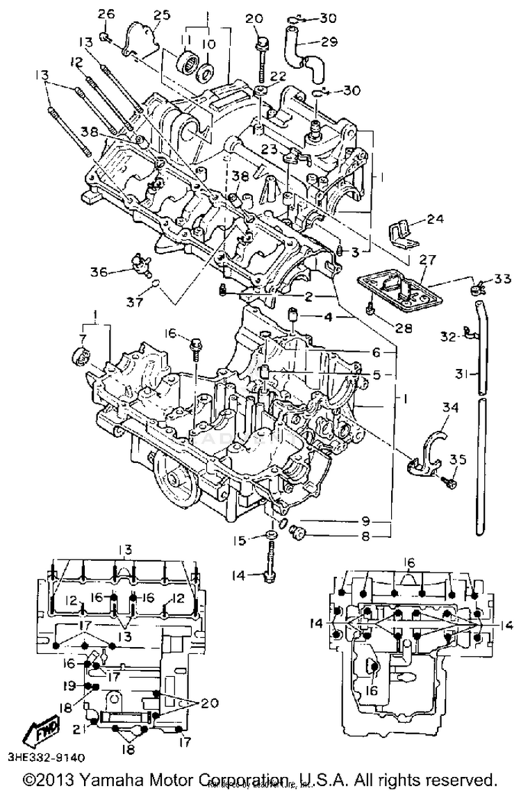 Crankcase FZR600RAC - 1990 Schematic