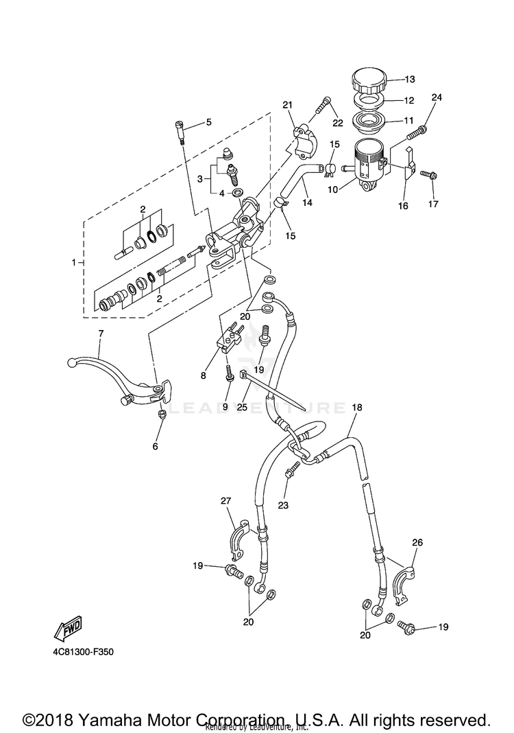 Front Master Cylinder R1 - YZFR1XCB - 2008 Schematic