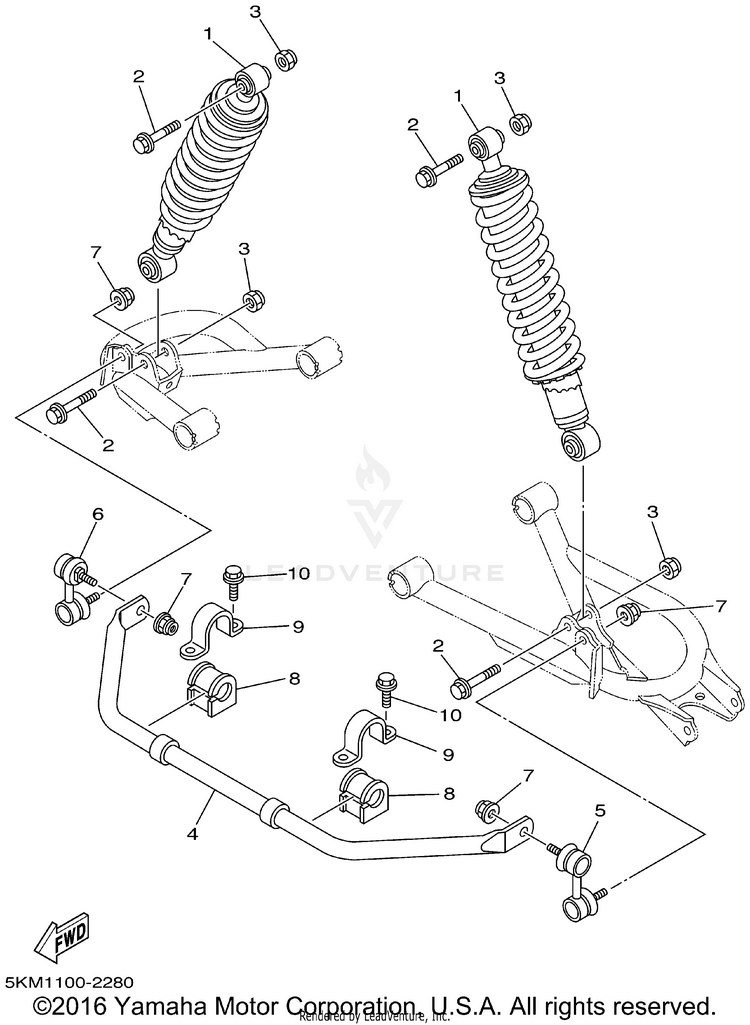 Rear Suspension GRIZZLY 660 - YFM660FP - 2002 Schematic