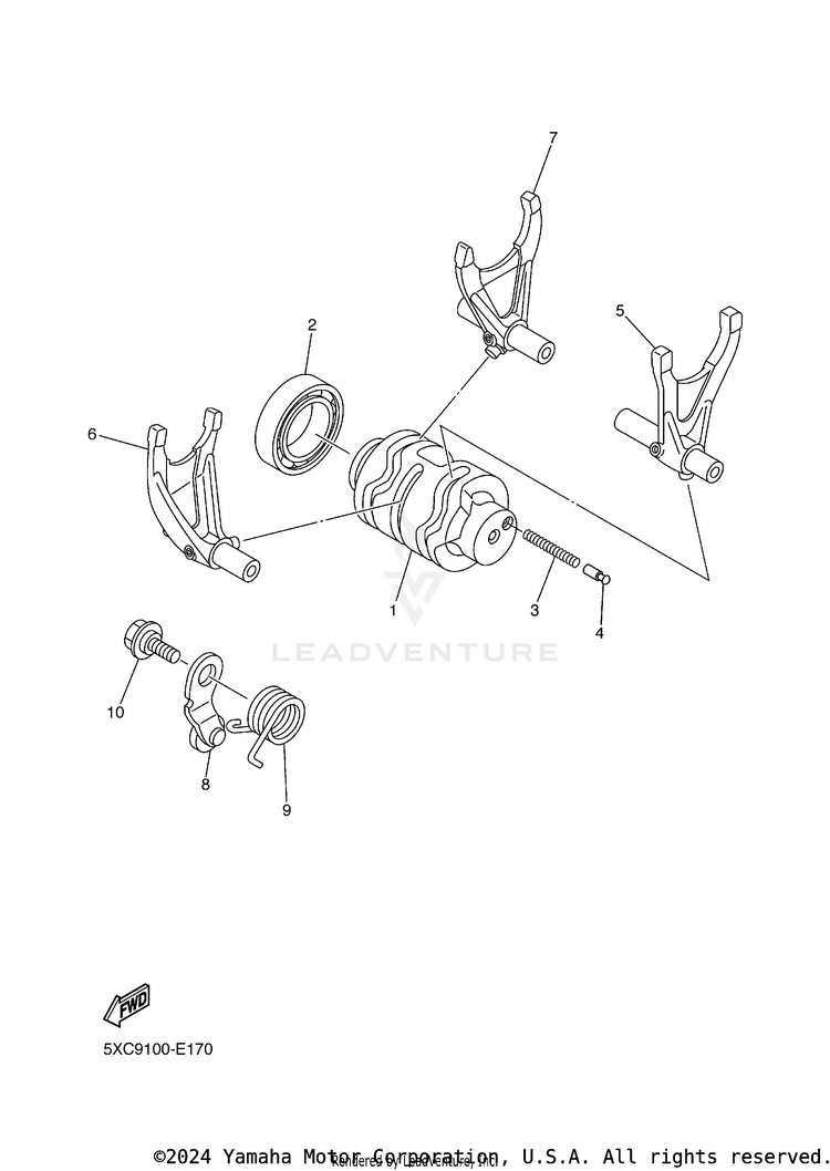 Shift Cam Fork YZ250FB - YZ250FBL - 2012 Schematic