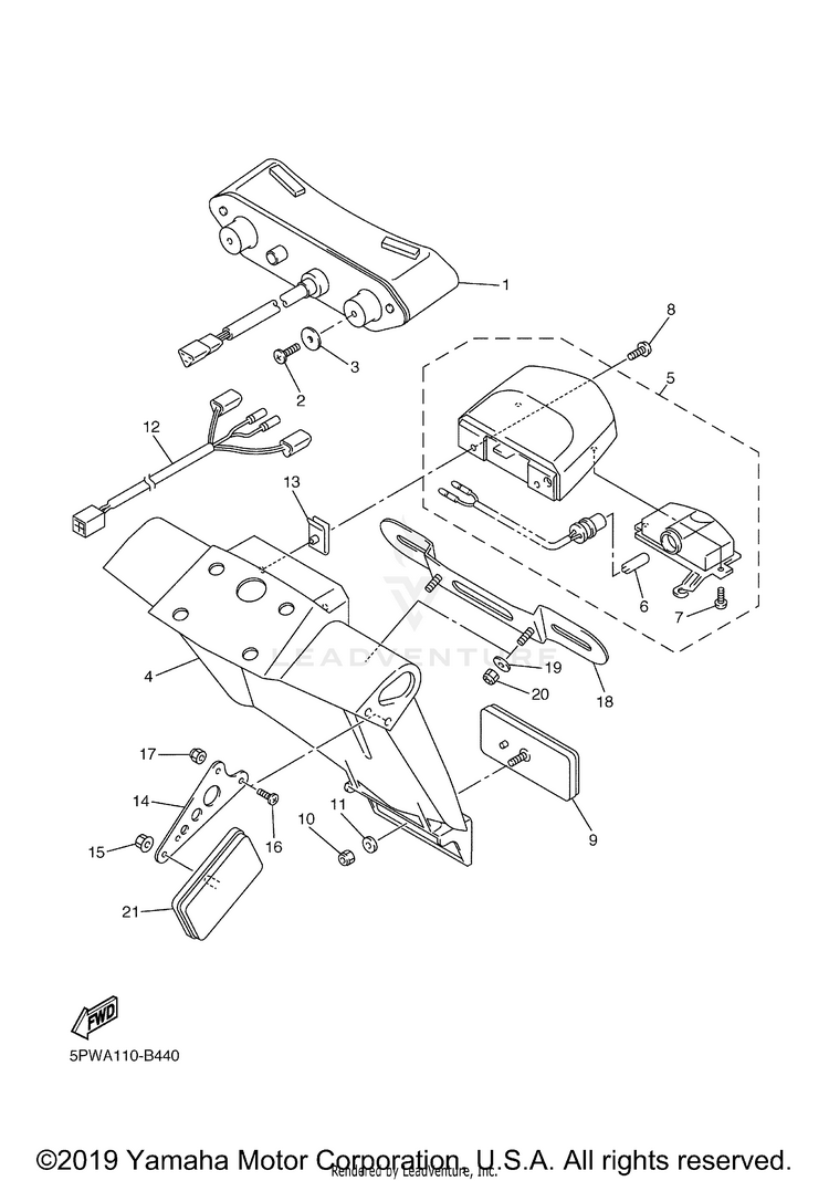 Taillight R1 - YZFR1RC - 2003 Schematic