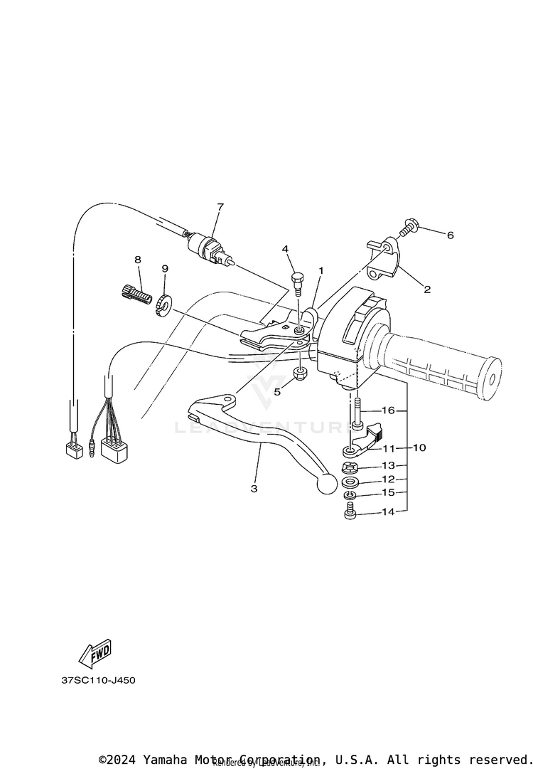 Handle Switch Lever GRIZZLEY 450 HUNTING - YFM450DAEH - 2014 Schematic