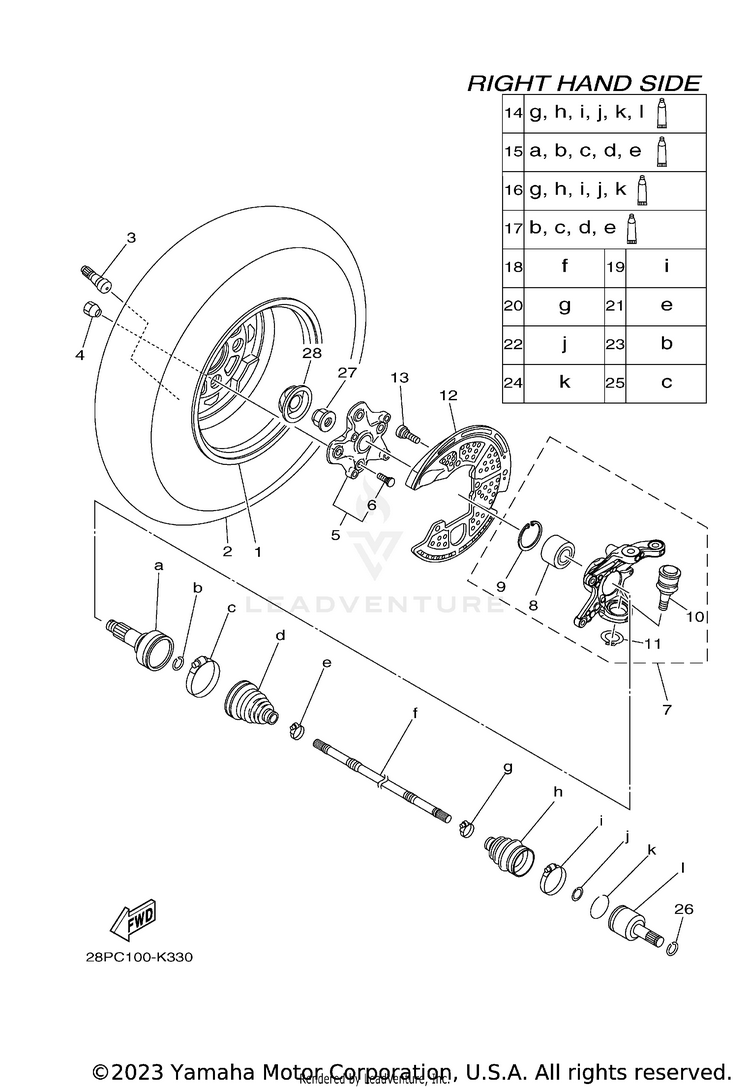 Front Wheel 2 GRIZZLY 550 4WD - YFM5FGAGR - 2011 Schematic