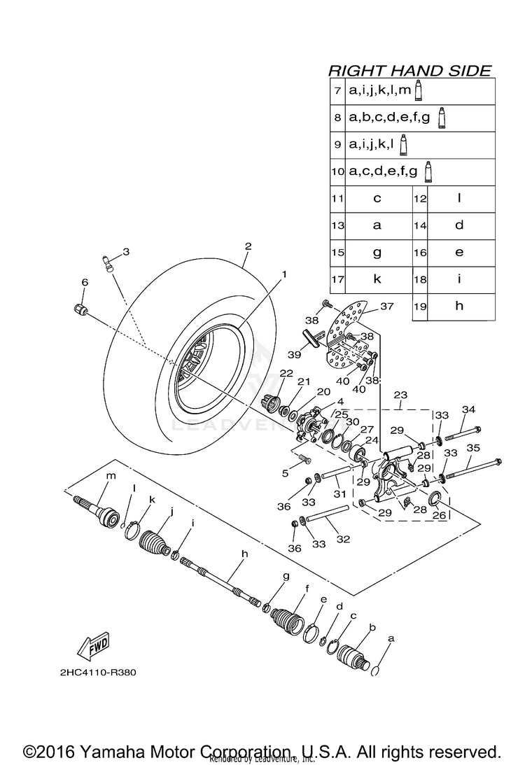 Rear Wheel 2 YXZ1000R EPS - YXZ10YMXHO - 2017 Schematic