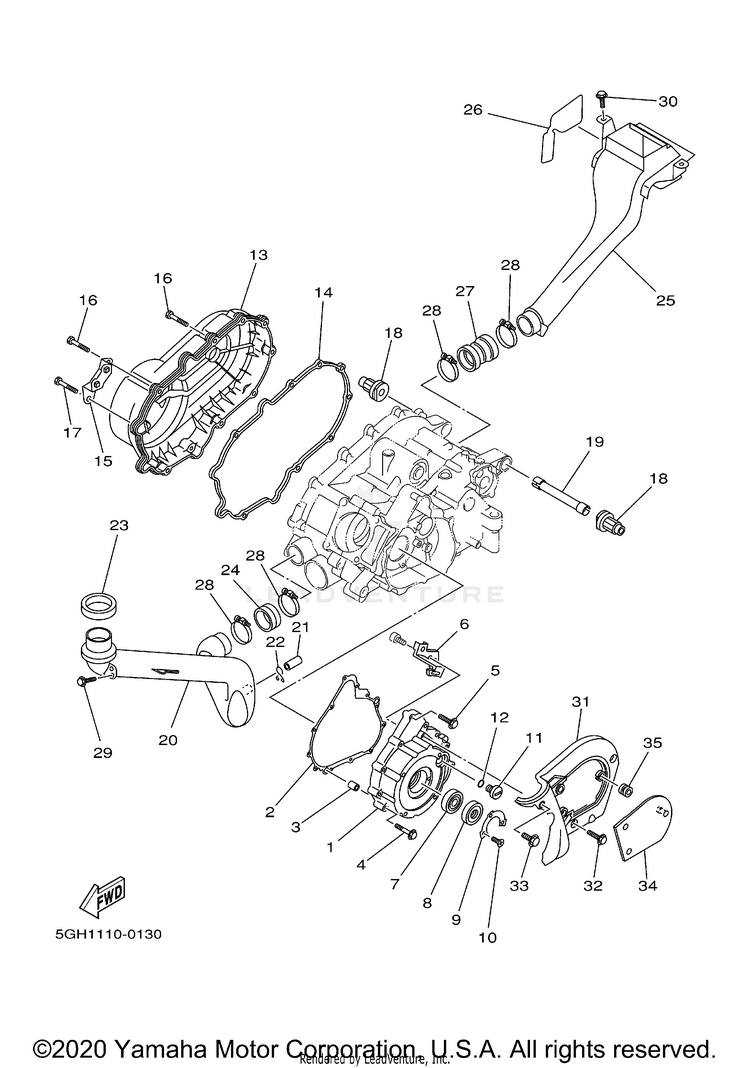 Crankcase Cover 1 KODIAK 4WD HUNTER - YFM400FAHN - 2001 Schematic