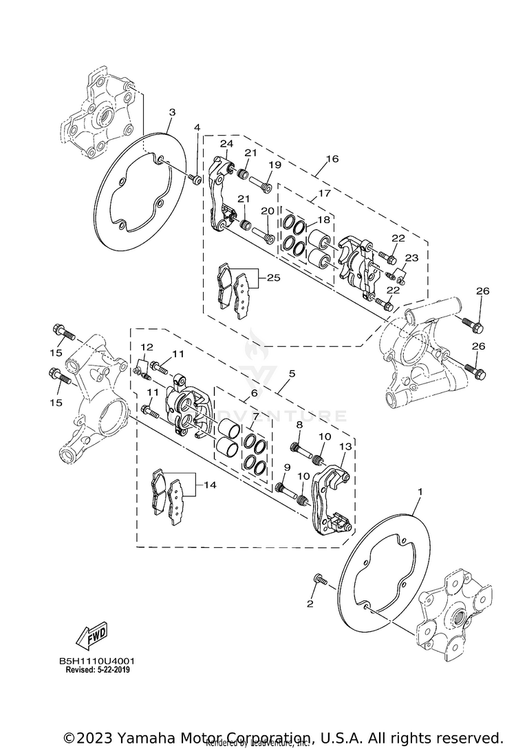 Rear Brake Caliper YXZ1000R EPS - YXZ10YMXKD - 2019 Schematic
