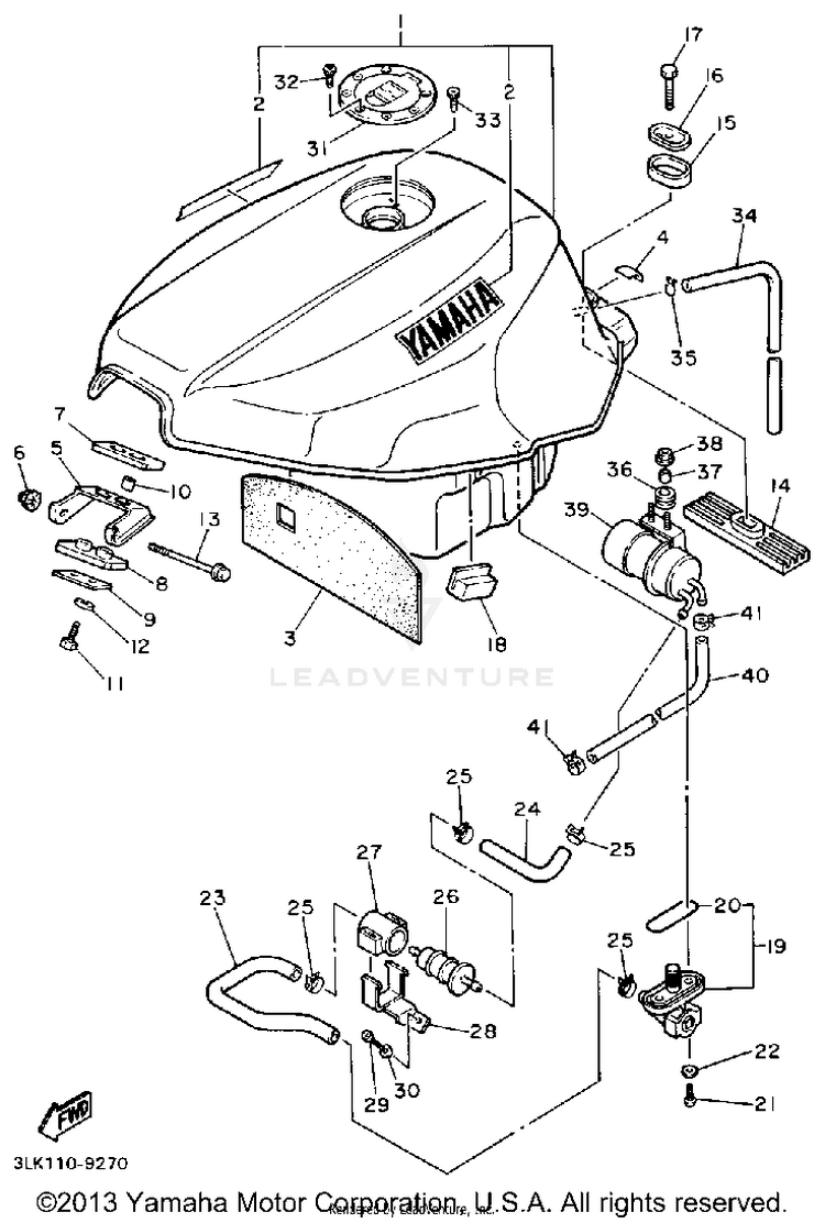 Fuel Tank Non California Model Schematic